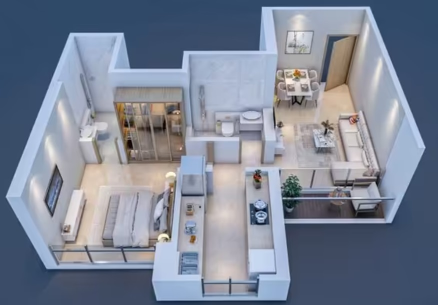 balaji skyline 1bhk flat bhayandar west layout